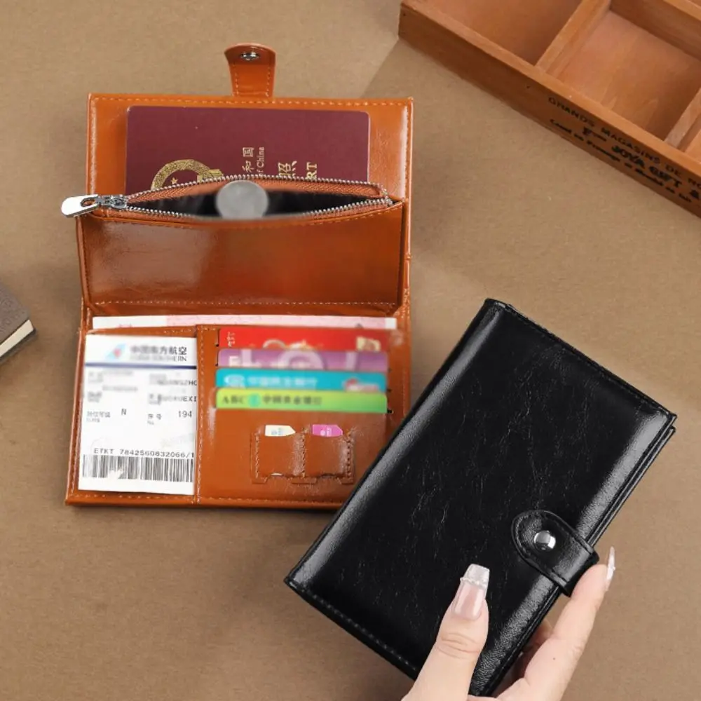 Simple Card Holder PU Leather Passport Bag Passport Cover Ticket Holder Travel Wallet Purse Card Case Passport Clip Men thumbnail 2