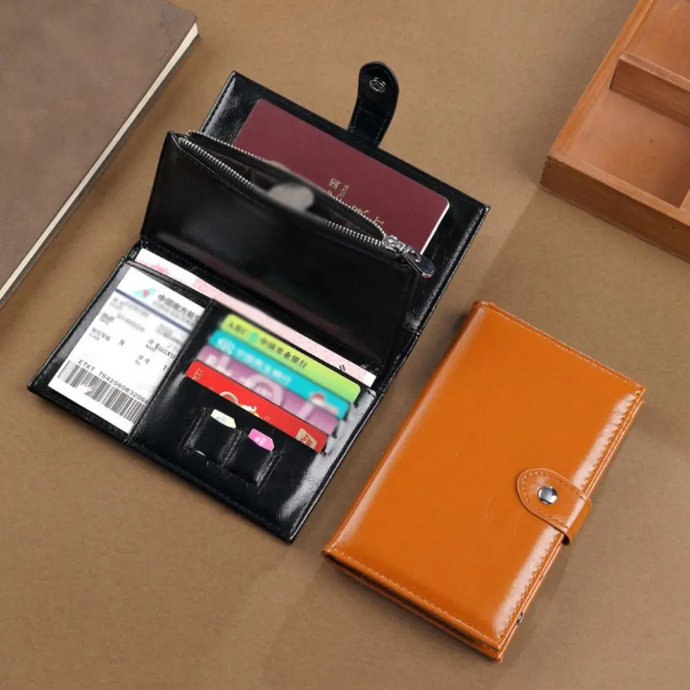 Simple Card Holder PU Leather Passport Bag Passport Cover Ticket Holder Travel Wallet Purse Card Case Passport Clip Men thumbnail 3