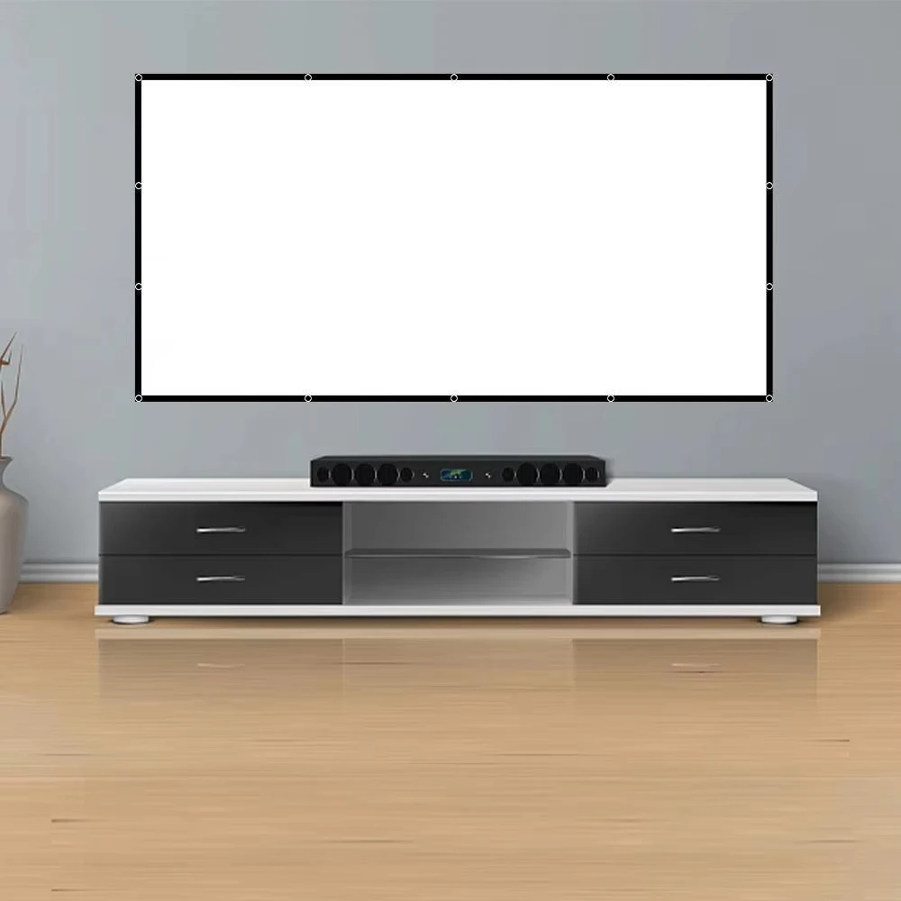 LEJIADA 16:9 High Density Projector Screen White Black Border With Holes Anti-Crease Portable Foldable Outdoor Movie 60-200 inch thumbnail 6