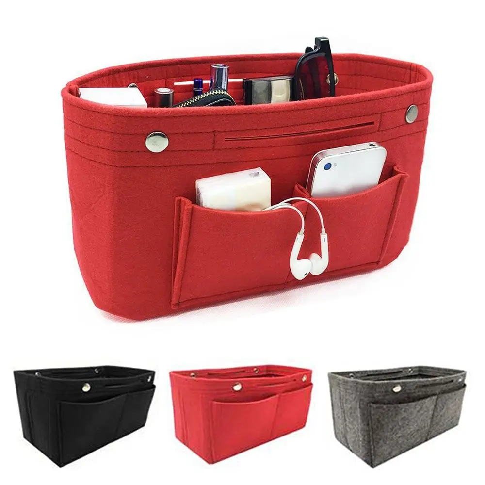 Simple Felt Handbag Insert Bag Large Capacity Multi-Pocket Purse Liner Storage Organization Bag Support Internal Bag thumbnail 2