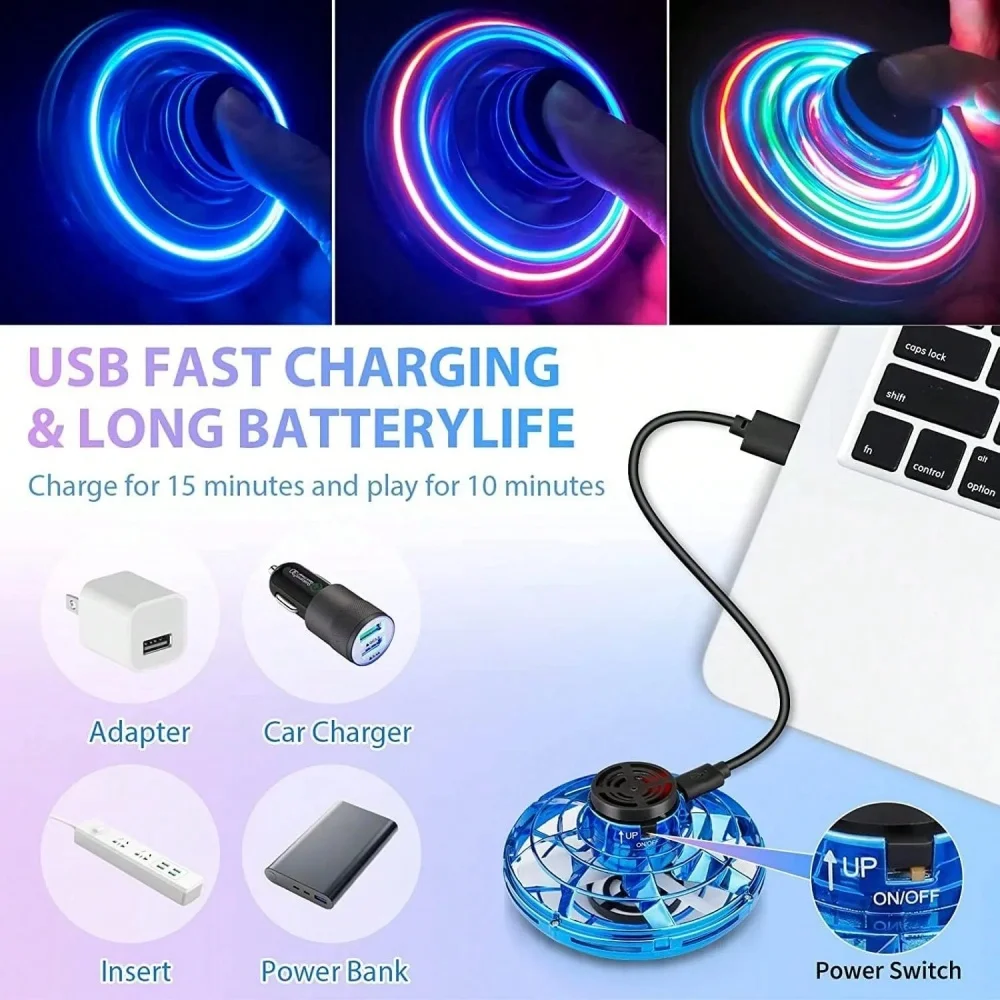 Flying Ball Toys Magic Ball Flying Spinner Flight Gyro Mini UFO Fingertip Drone Aircraft Induction Gyroscope Decompression Toys thumbnail 6
