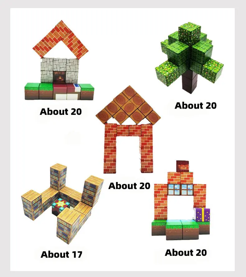 Mine World Magnetic Building Blocks 10-500Pcs Construction Games For Children Montessori STEM Toys Boys and Girls Birthday Gifts thumbnail 2