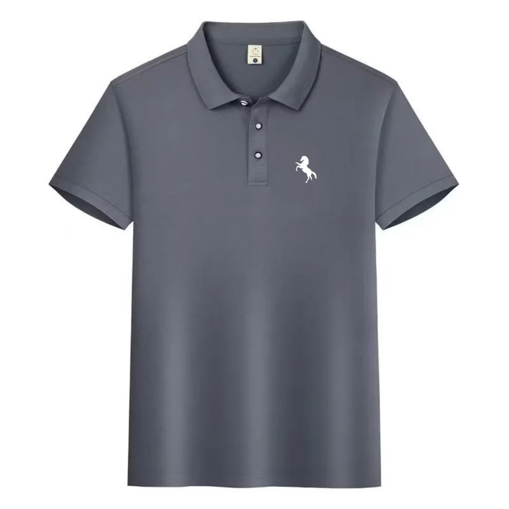 Men's flip collar anti filling polo shirt, casual business fashion, slim fit polo shirt, new summer 2026 thumbnail 5
