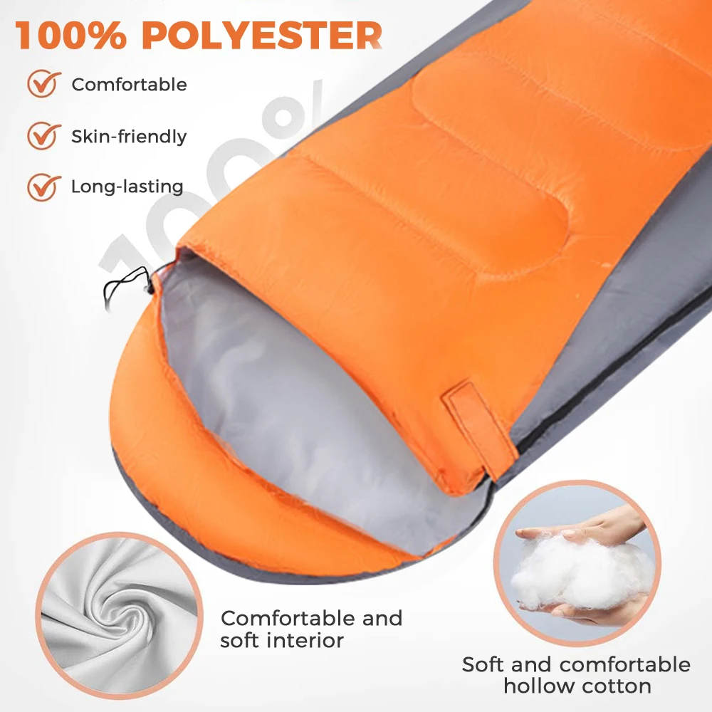 210cm Camping Sleeping Bag Ultralight Waterproof 4 Season Warm Envelope Backpacking Sleeping Bags for Outdoor Traveling Hiking thumbnail 2