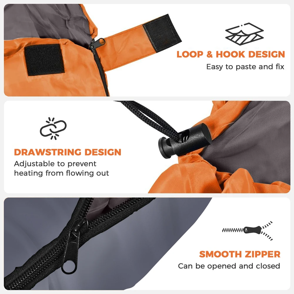 210cm Camping Sleeping Bag Ultralight Waterproof 4 Season Warm Envelope Backpacking Sleeping Bags for Outdoor Traveling Hiking thumbnail 3