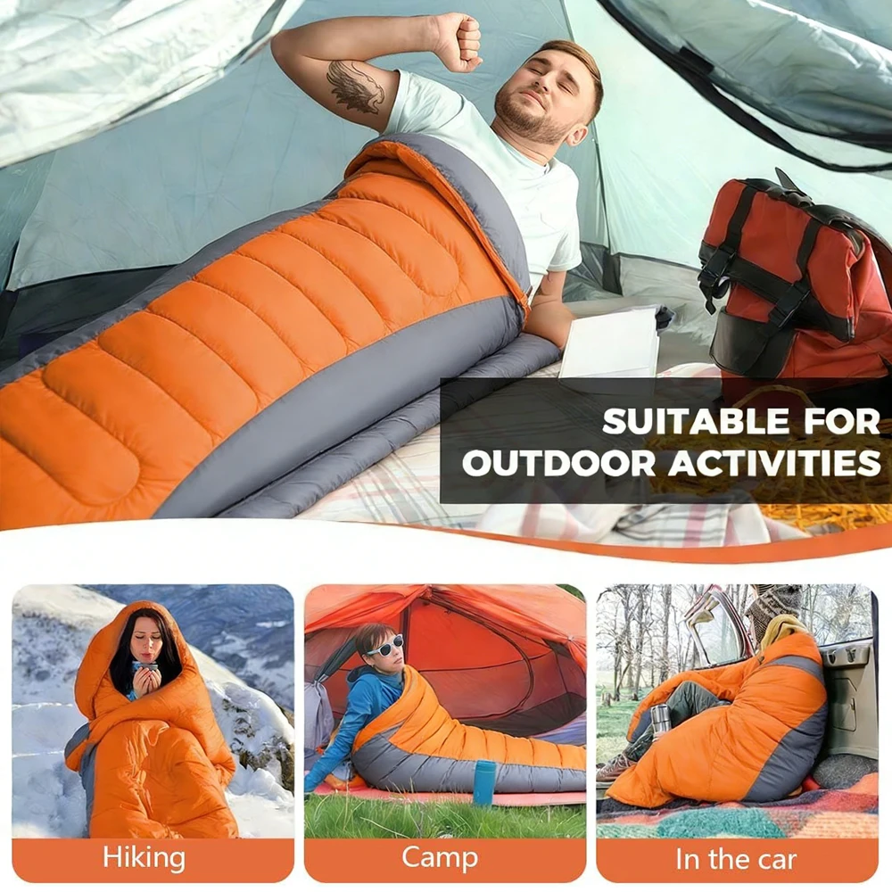 210cm Camping Sleeping Bag Ultralight Waterproof 4 Season Warm Envelope Backpacking Sleeping Bags for Outdoor Traveling Hiking thumbnail 6