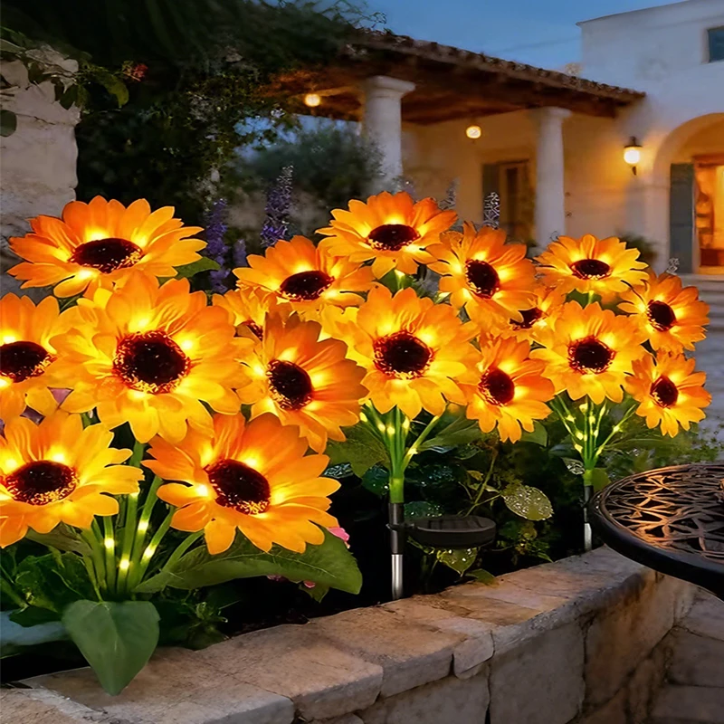 Solar Garden Lights Outdoor Sunflower Lights with 6 Head Flowers Waterproof for Decor Yard Patio Backyard Gifts for Mom Women