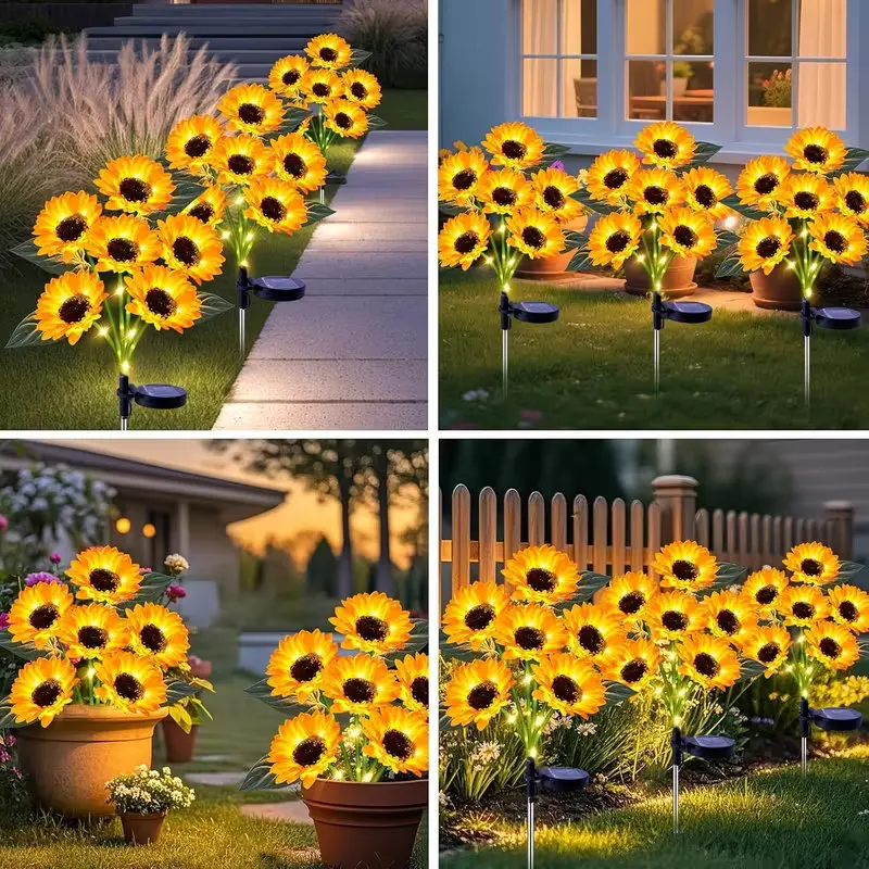 Solar Garden Lights Outdoor Sunflower Lights with 6 Head Flowers Waterproof for Decor Yard Patio Backyard Gifts for Mom Women thumbnail 6