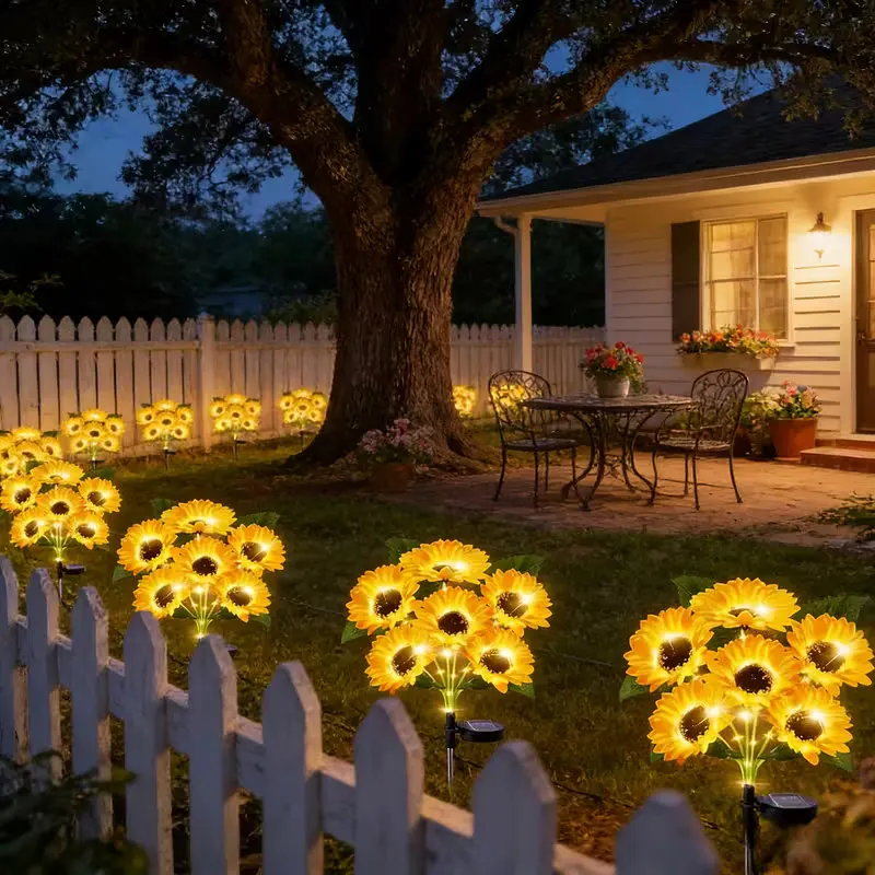 Solar Garden Lights Outdoor Sunflower Lights with 6 Head Flowers Waterproof for Decor Yard Patio Backyard Gifts for Mom Women thumbnail 5