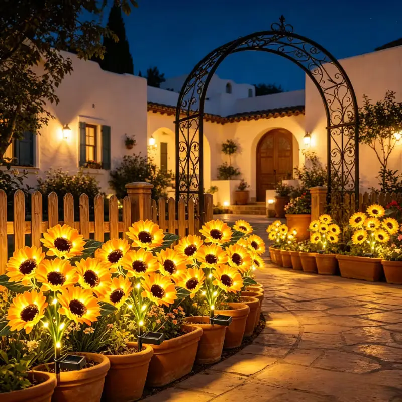 Solar Garden Lights Outdoor Sunflower Lights with 6 Head Flowers Waterproof for Decor Yard Patio Backyard Gifts for Mom Women thumbnail 2