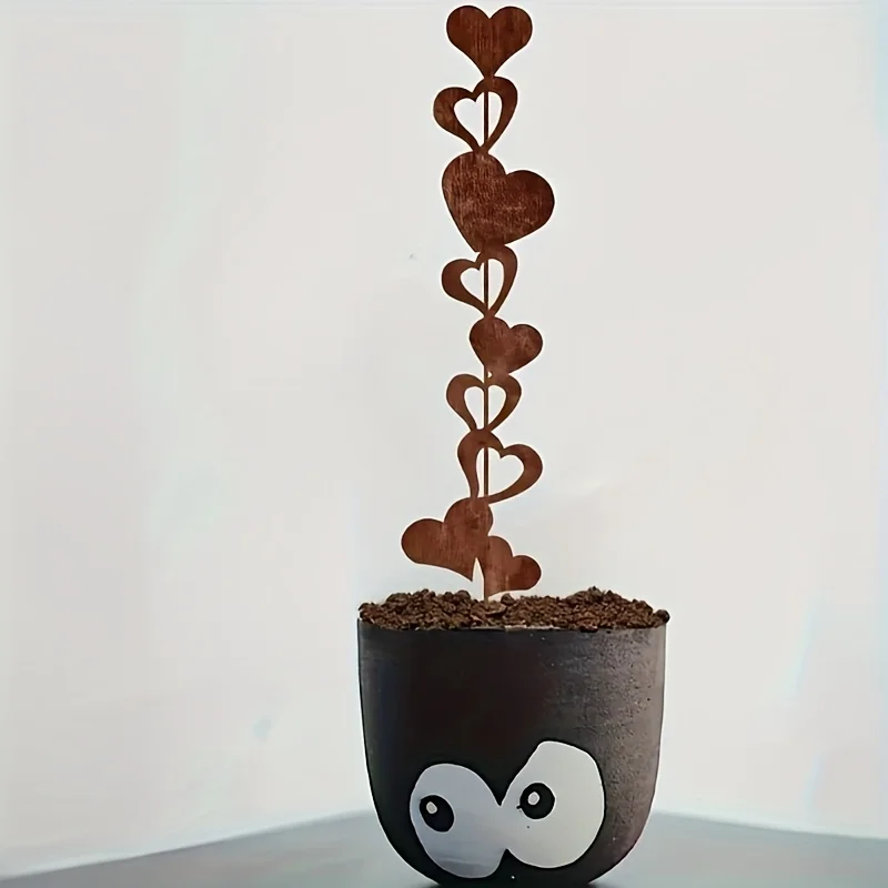 Artistic Decorative Metal Heart-Shaped Garden Pillar, Rusted Outdoor Lawn Decoration, Power-Free Ground Decoration, Suitable for Parks, Weddings, and Gardens - Easy to Install