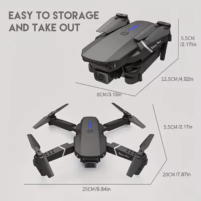 New E88Pro RC Drone 4K Professinal With 1080P Wide Angle Dual HD Camera Foldable RC Helicopter WIFI FPV Height Hold Apron Sell thumbnail 6