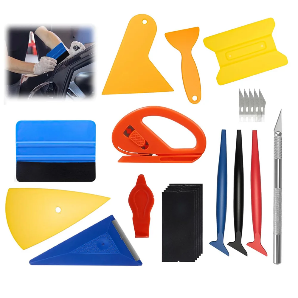 Car Vinyl Wrap Tool Kits Covering Vinyl Spatula Foiling Set Scraper for Window Tint Wrapping Squeegee Tools Car Accessories