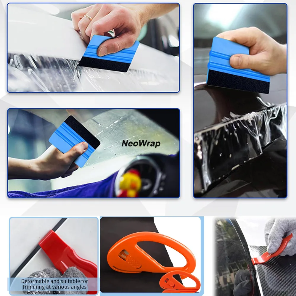 Car Vinyl Wrap Tool Kits Covering Vinyl Spatula Foiling Set Scraper for Window Tint Wrapping Squeegee Tools Car Accessories thumbnail 3