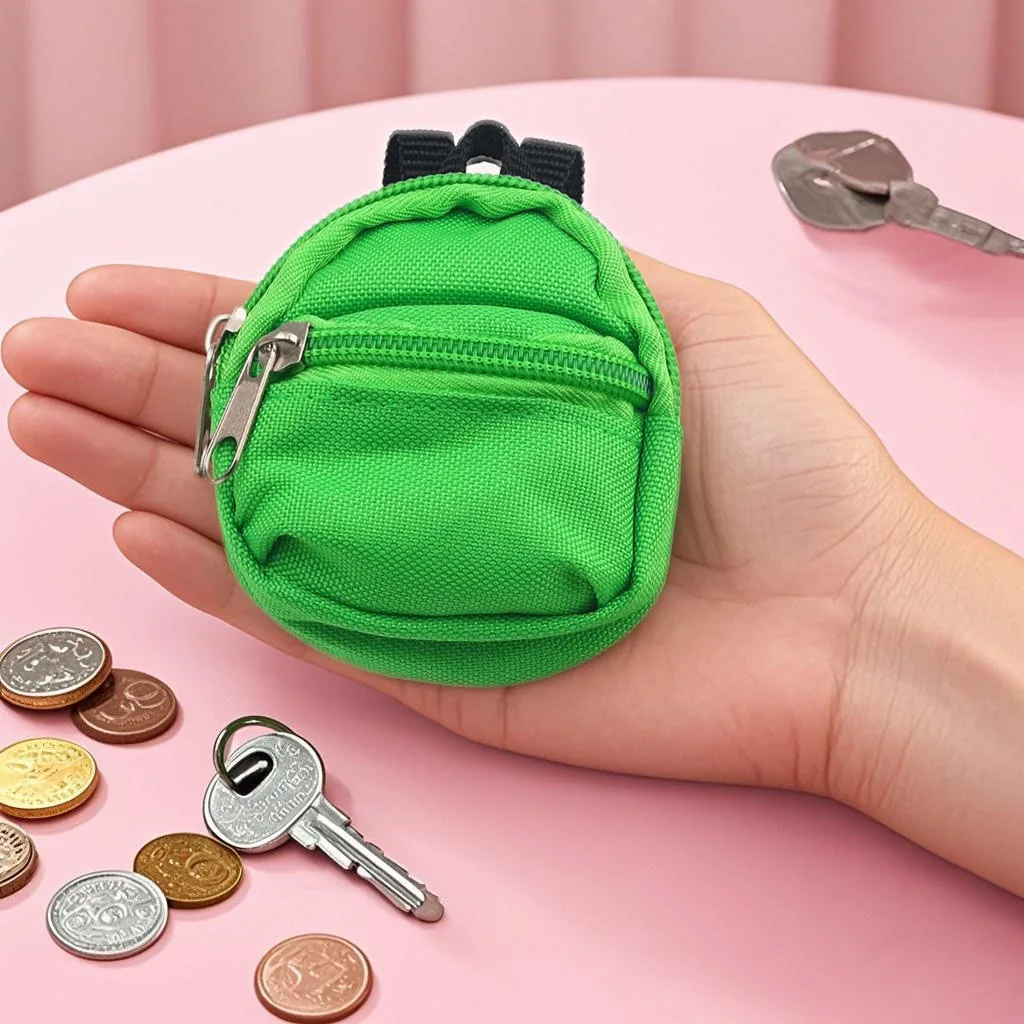 1 piece double-shoulder zipper small coin purse keychain mini backpack pendant thumbnail 4
