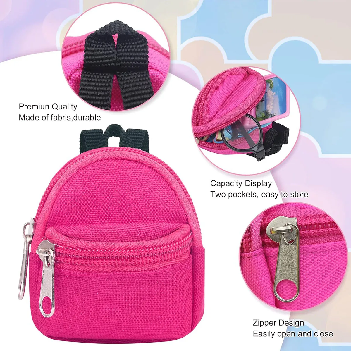 1 piece double-shoulder zipper small coin purse keychain mini backpack pendant thumbnail 2