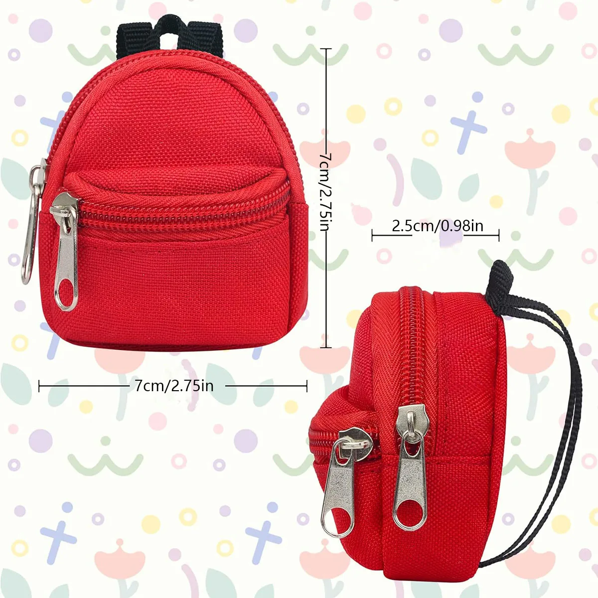 1 piece double-shoulder zipper small coin purse keychain mini backpack pendant thumbnail 3
