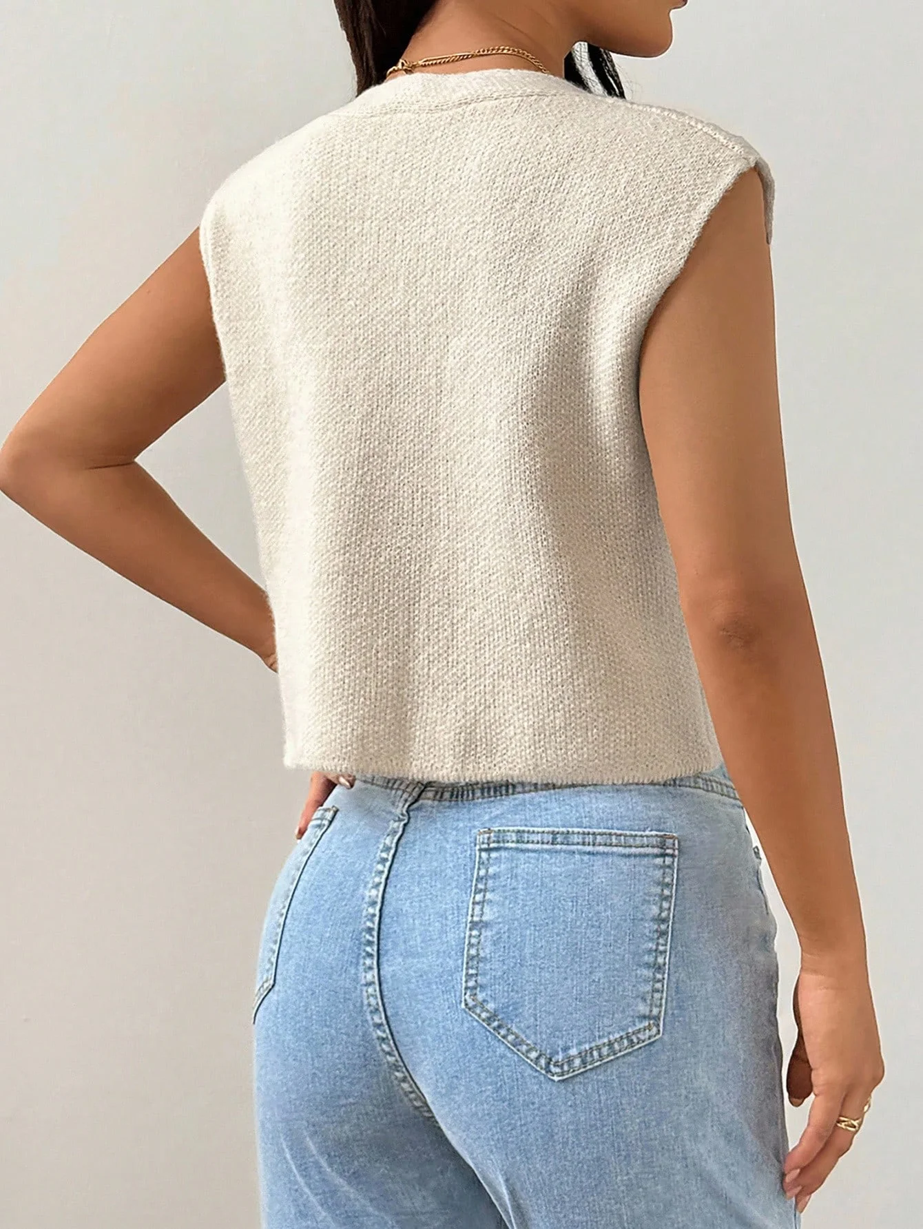 Women's Knitted Open Cardigan Vest Elegant French Design Lightweight Sweater Specifically Designed for Females thumbnail 2