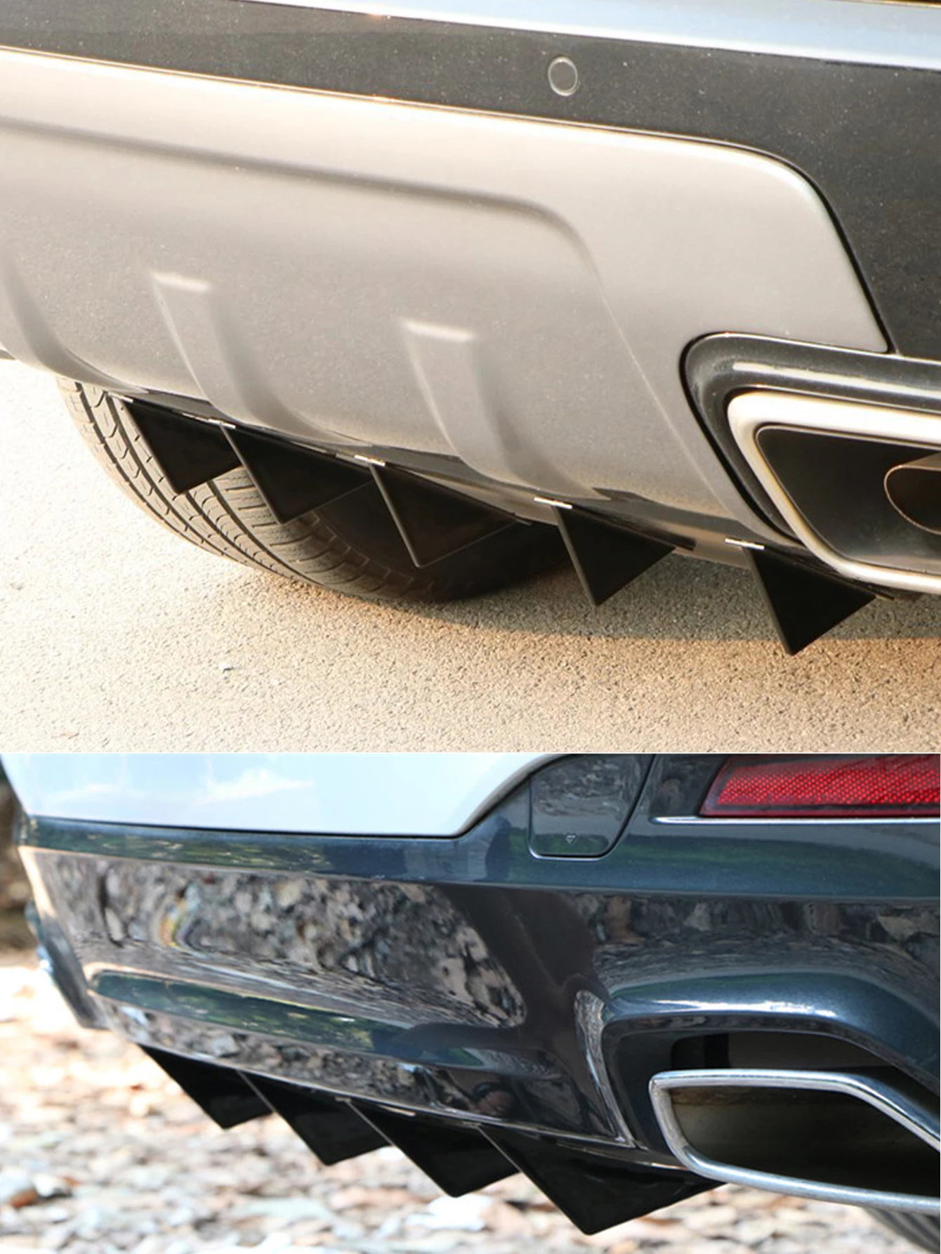 Universal 4 Wing Car Rear Bumper Lip Diffuser Splitter Spoiler Shark Fins For Chevrolet Chevy Camaro For Citroen Peugeot Mazda thumbnail 6