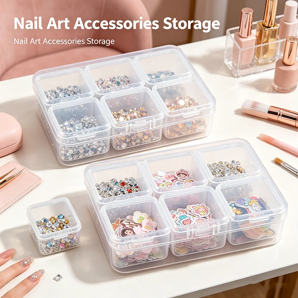 6/9 Grids Clear Plastic Storage Box Set for Beads,Jewelry & Craft Supplies - Portable, Stackable Organizers with Individual Lids thumbnail 6