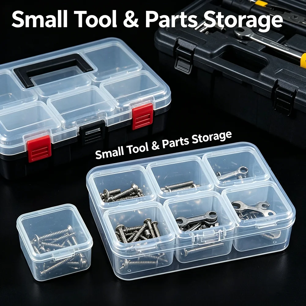 6/9 Grids Clear Plastic Storage Box Set for Beads,Jewelry & Craft Supplies - Portable, Stackable Organizers with Individual Lids thumbnail 4