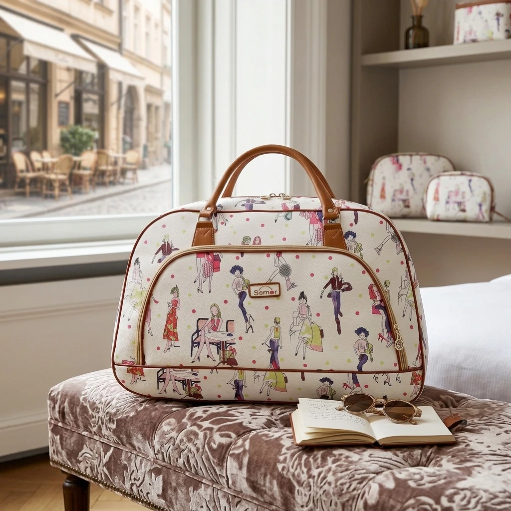 Waterproof PU Leather Travel Bag for Short Trips Durable and Lightweight with Adjustable Shoulder Strap thumbnail 3