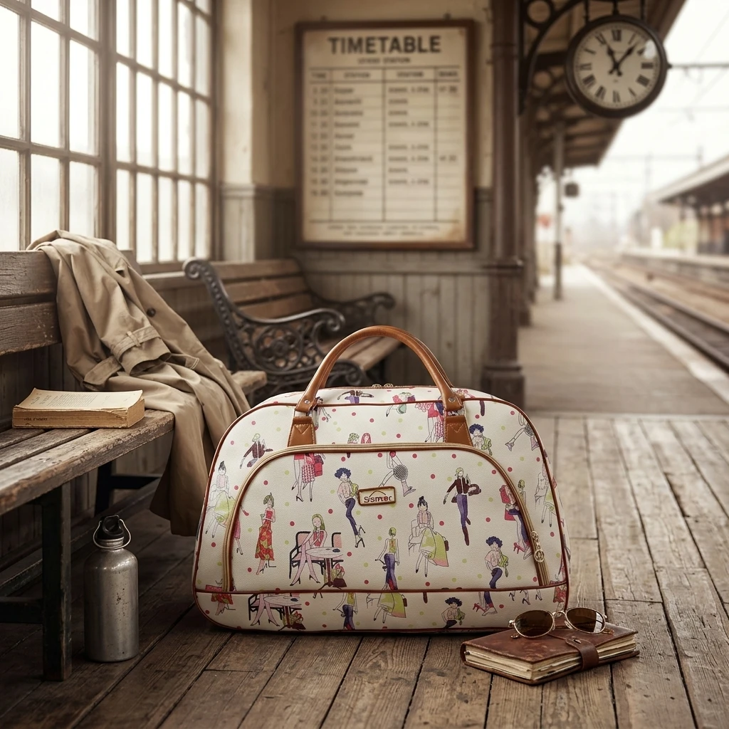 Waterproof PU Leather Travel Bag for Short Trips Durable and Lightweight with Adjustable Shoulder Strap