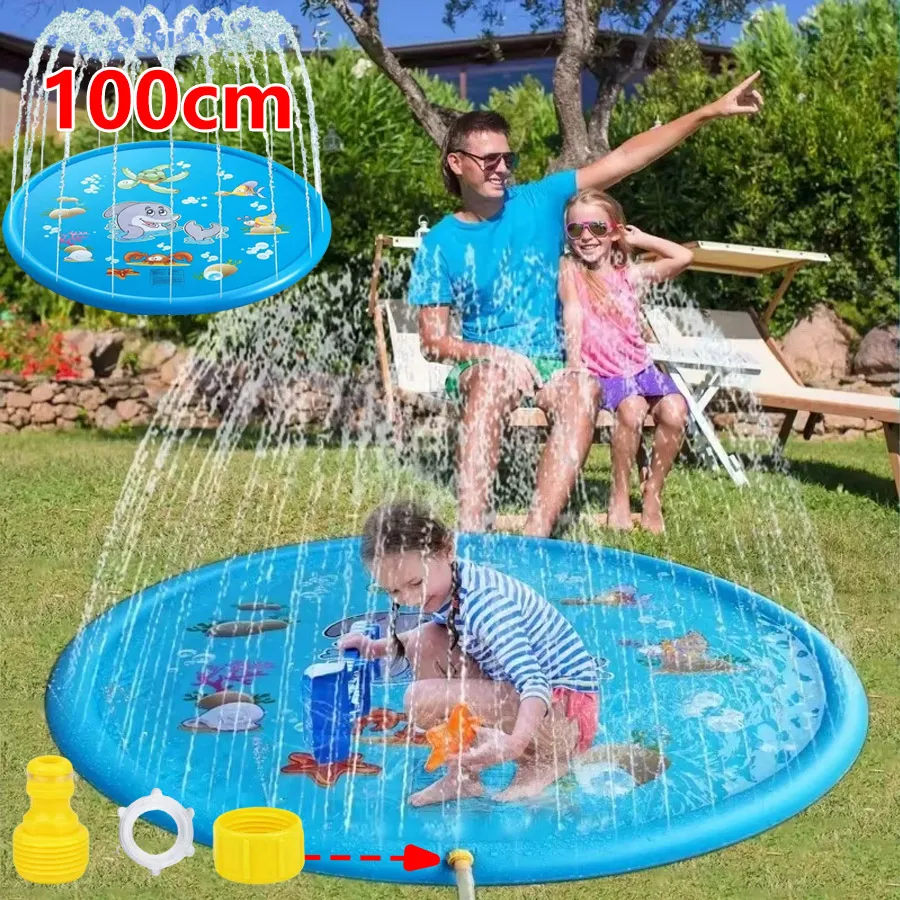 100cm Water Spray Pad Toy Ice Pad Lnflatable Children's PetsThick PVC Water Sprinkler Outdoor Play Lawn Summer Toy