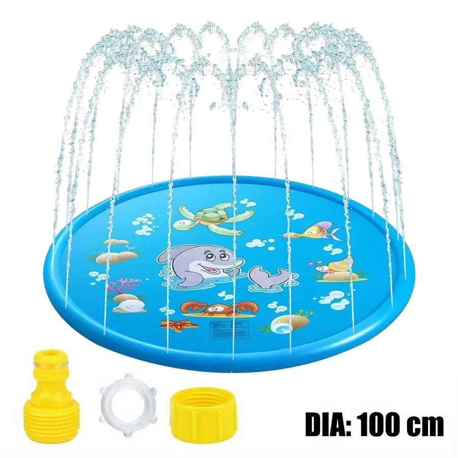 100cm Water Spray Pad Toy Ice Pad Lnflatable Children's PetsThick PVC Water Sprinkler Outdoor Play Lawn Summer Toy thumbnail 2
