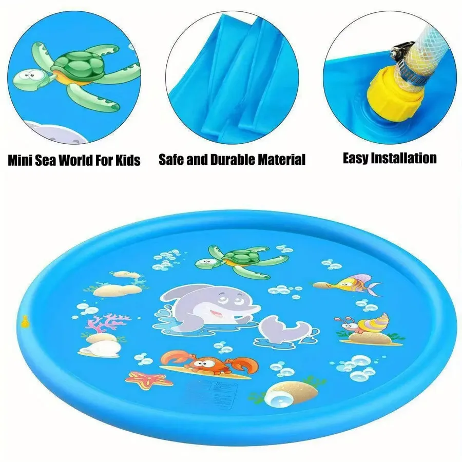 100cm Water Spray Pad Toy Ice Pad Lnflatable Children's PetsThick PVC Water Sprinkler Outdoor Play Lawn Summer Toy thumbnail 3