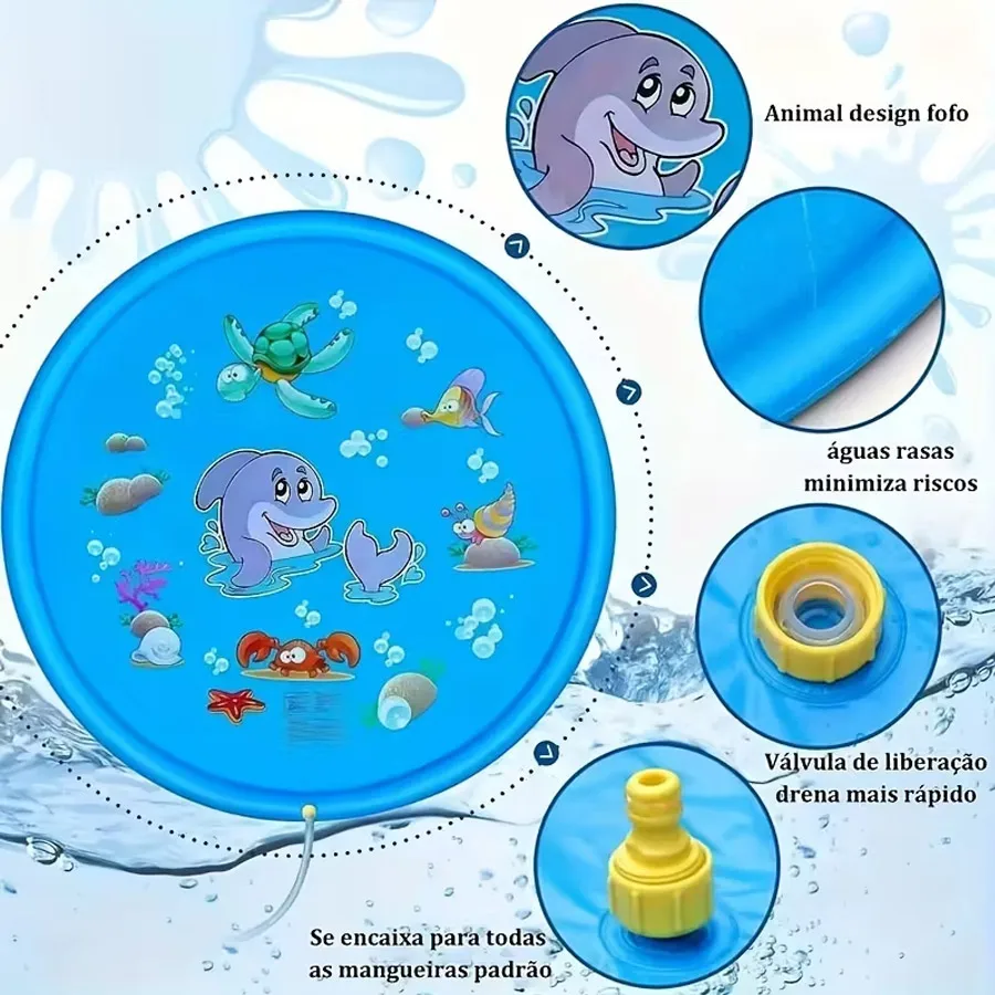 100cm Water Spray Pad Toy Ice Pad Lnflatable Children's PetsThick PVC Water Sprinkler Outdoor Play Lawn Summer Toy thumbnail 4
