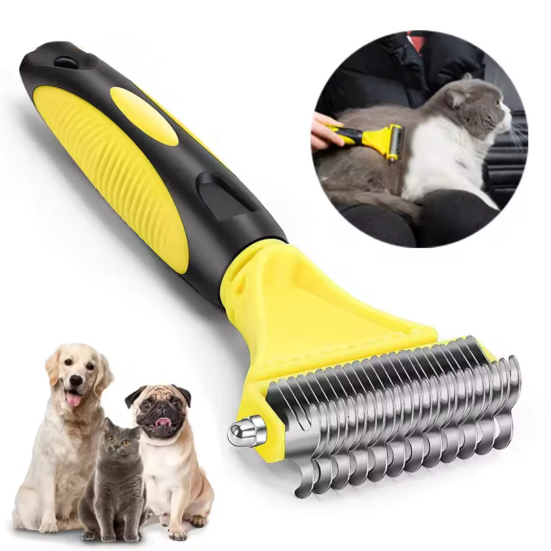 Pet Comb and Grooming Brush Two-Sided Cat Hair Brush Undercoat Rake Comb for Dog Cat Remove Knots Tangles Pet Hair Comb thumbnail 2