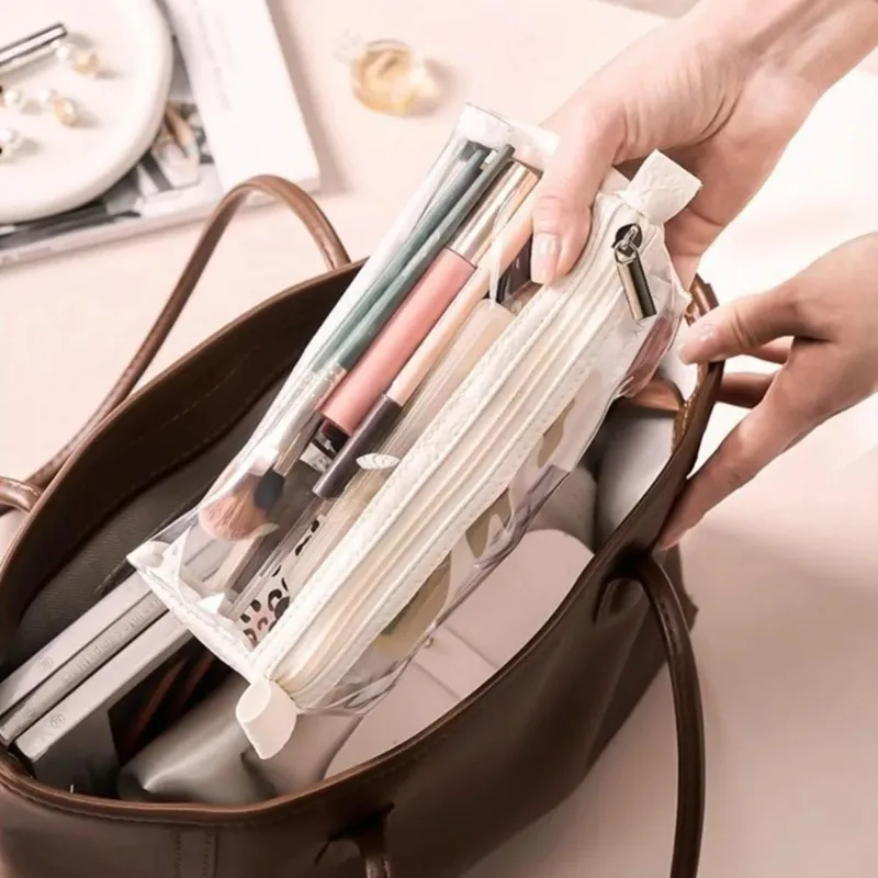 Foldable Leather Travel Cosmetic Bag Large Capacity Portable Women Makeup Case Waterproof Toiletry Makeup Organizer Storage Bag! thumbnail 6