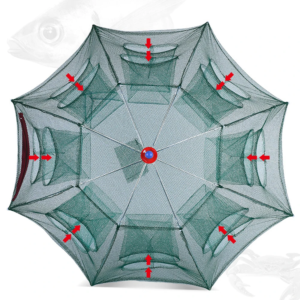 4-28 Holes Foldable Automatic Fishing Net Portable Catch Trap Mesh for Fish Shrimp Minnow Crab Cast Net Outdoor Fishing Tool