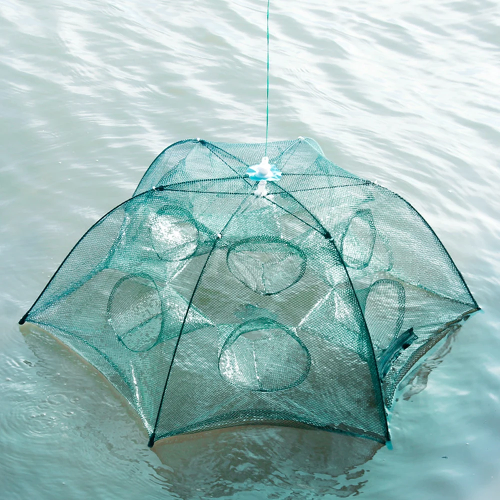 4-28 Holes Foldable Automatic Fishing Net Portable Catch Trap Mesh for Fish Shrimp Minnow Crab Cast Net Outdoor Fishing Tool thumbnail 2