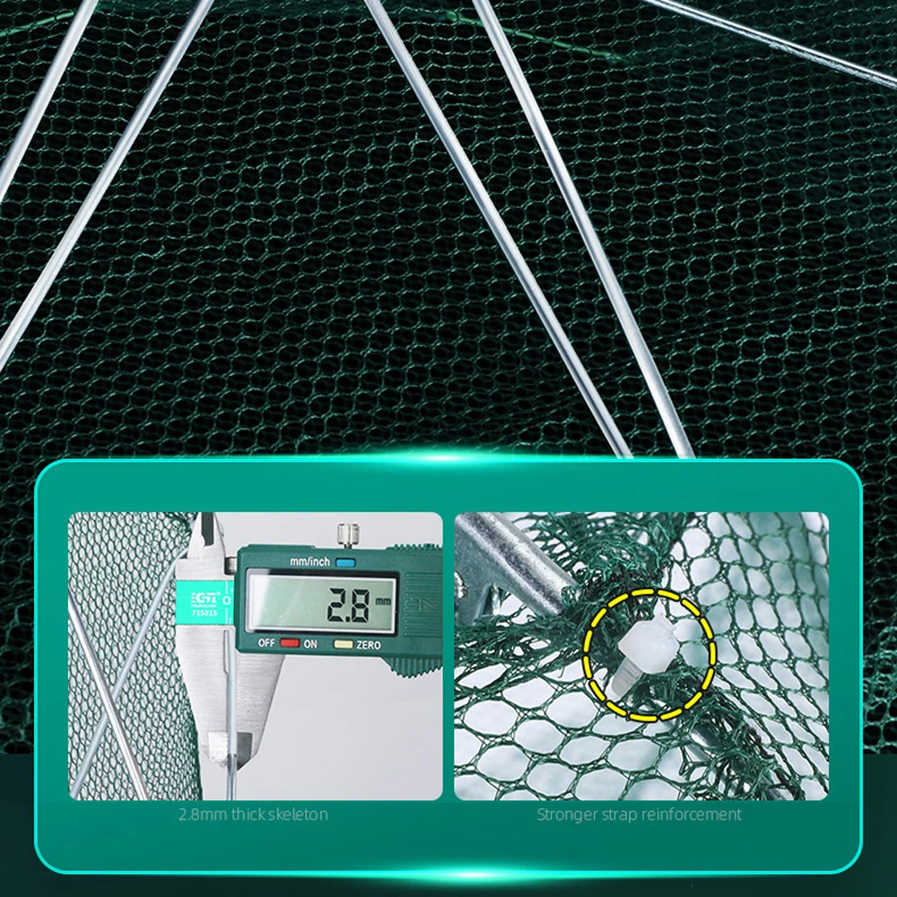 4-28 Holes Foldable Automatic Fishing Net Portable Catch Trap Mesh for Fish Shrimp Minnow Crab Cast Net Outdoor Fishing Tool thumbnail 4