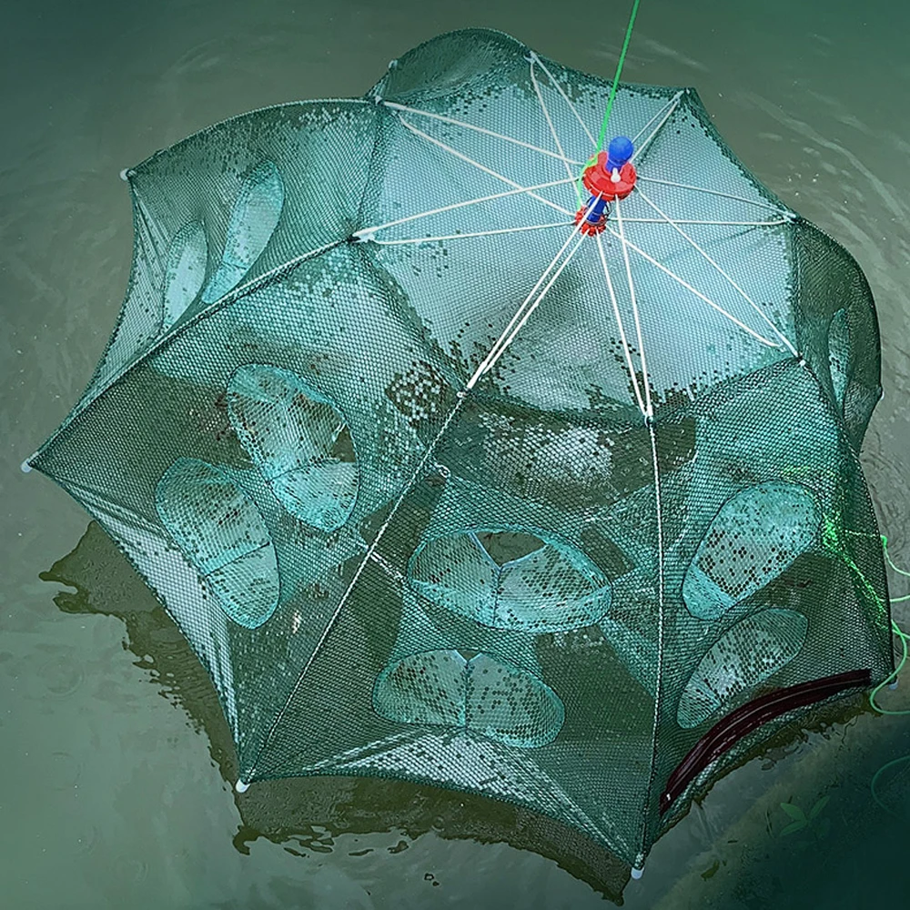 4-28 Holes Foldable Automatic Fishing Net Portable Catch Trap Mesh for Fish Shrimp Minnow Crab Cast Net Outdoor Fishing Tool thumbnail 5