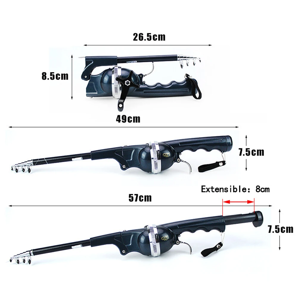 Portable Carp Foldable Sea Fishing Rod 134cm Telescopic Folding Ultra Hard Lure Pole Reel Combo 1 Body with Fishing Line Tackle thumbnail 3