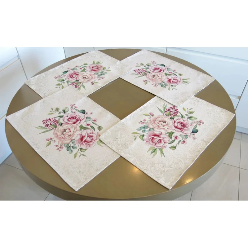 Luxury Modern Rose Floral Placemats Rectangular Table Mats Machine Washable Lunch Mats Kitchen Dining Decor Home Accessories thumbnail 3