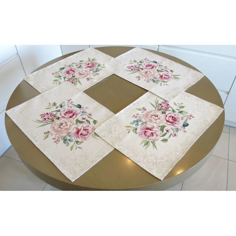 Luxury Modern Rose Floral Placemats Rectangular Table Mats Machine Washable Lunch Mats Kitchen Dining Decor Home Accessories thumbnail 6