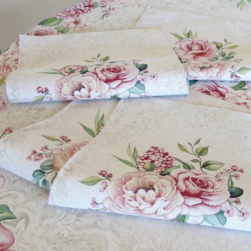 Luxury Modern Rose Floral Placemats Rectangular Table Mats Machine Washable Lunch Mats Kitchen Dining Decor Home Accessories