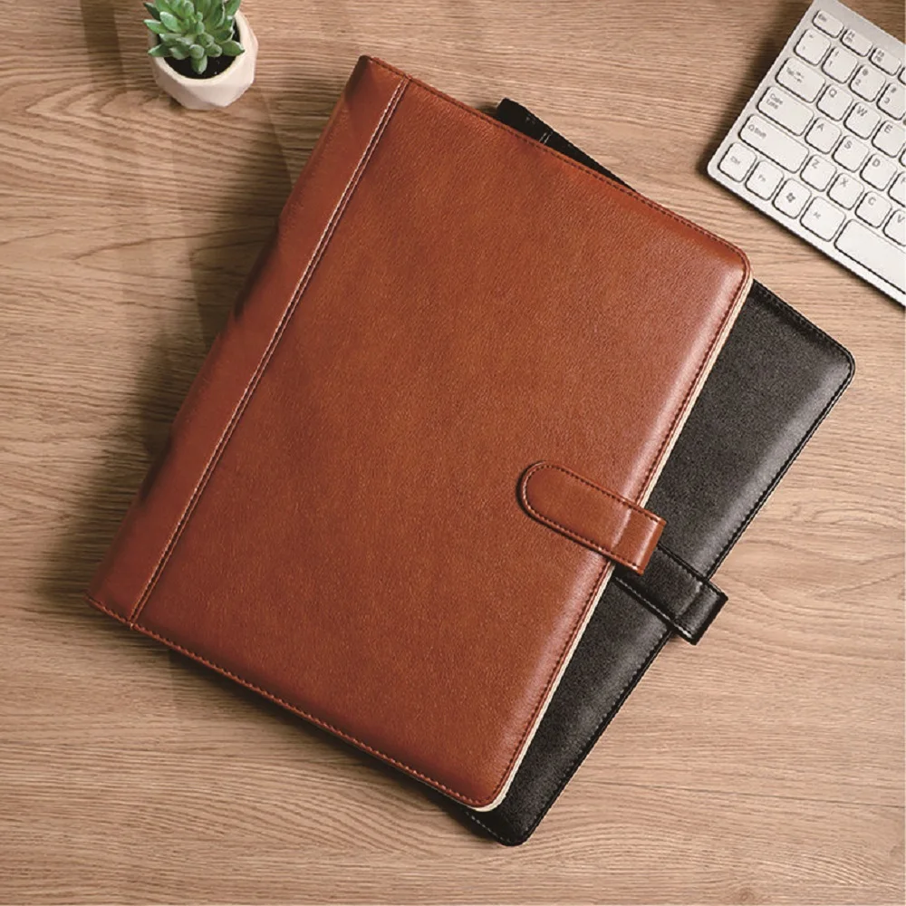 Leather high-end office folder multi-functional A4 paper folder binder detachable calculator set office supplies