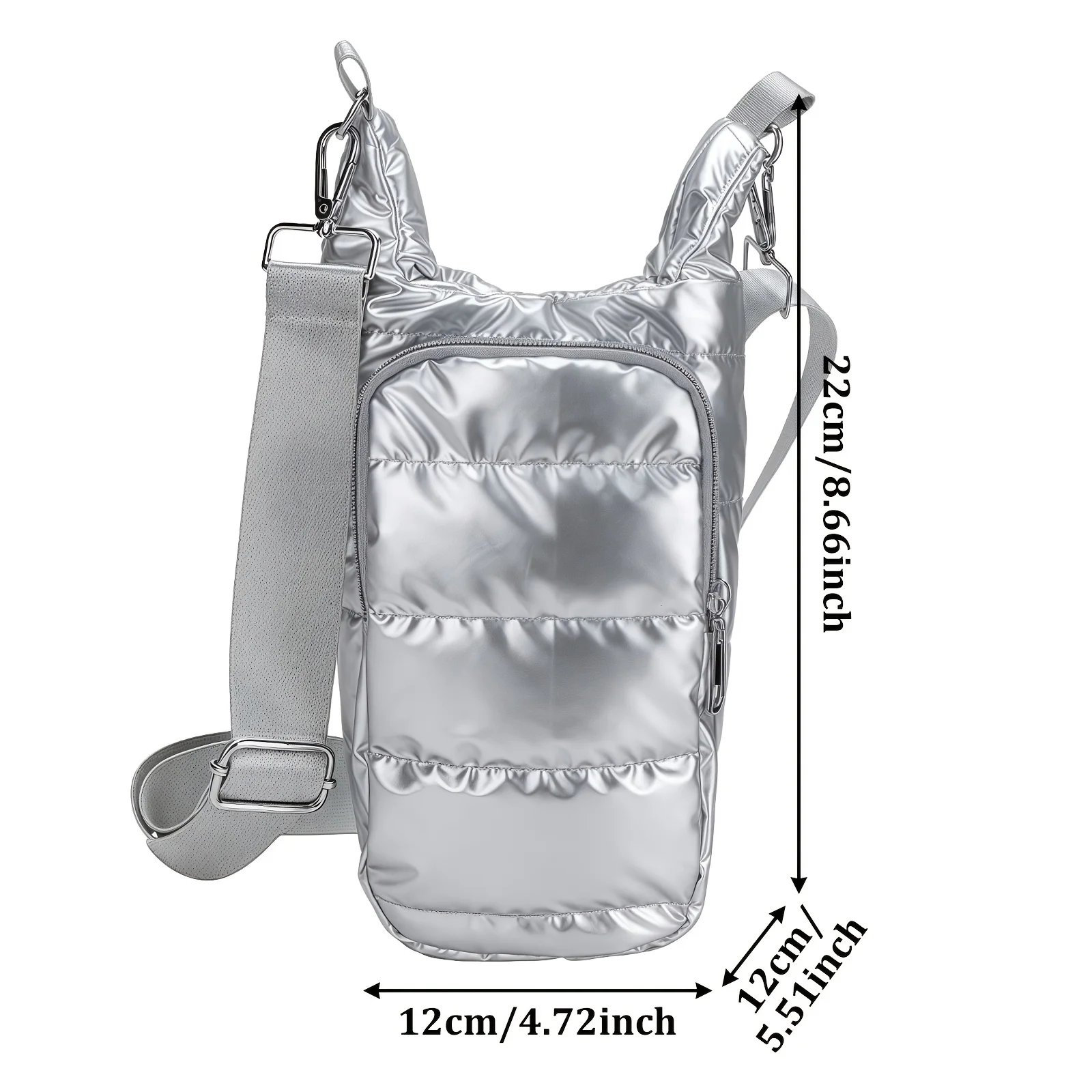 1 Piece, Multifunctional Lightweight Crossbody Cylindrical Bag, Metal-Textured Water Bottle Bag, Adjustable Shoulder Strap, Suitable for Sports and Leisure, Can Hold a Phone, Usable in All Seasons, Underarm Bag, Shoulder Bag, Crossbody Bag thumbnail 2