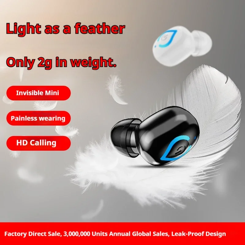 Mini Wireless Bluetooth Headphones With Microphone In-ear Single Earphones Handsfree Noise Canceling Headset For Game Driving thumbnail 4