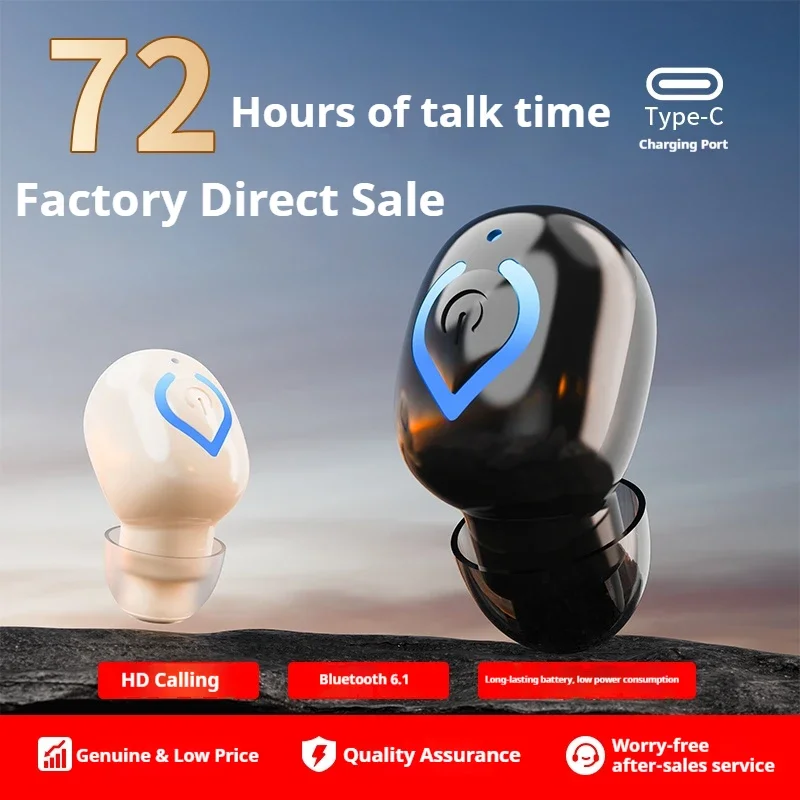 Mini Wireless Bluetooth Headphones With Microphone In-ear Single Earphones Handsfree Noise Canceling Headset For Game Driving thumbnail 2