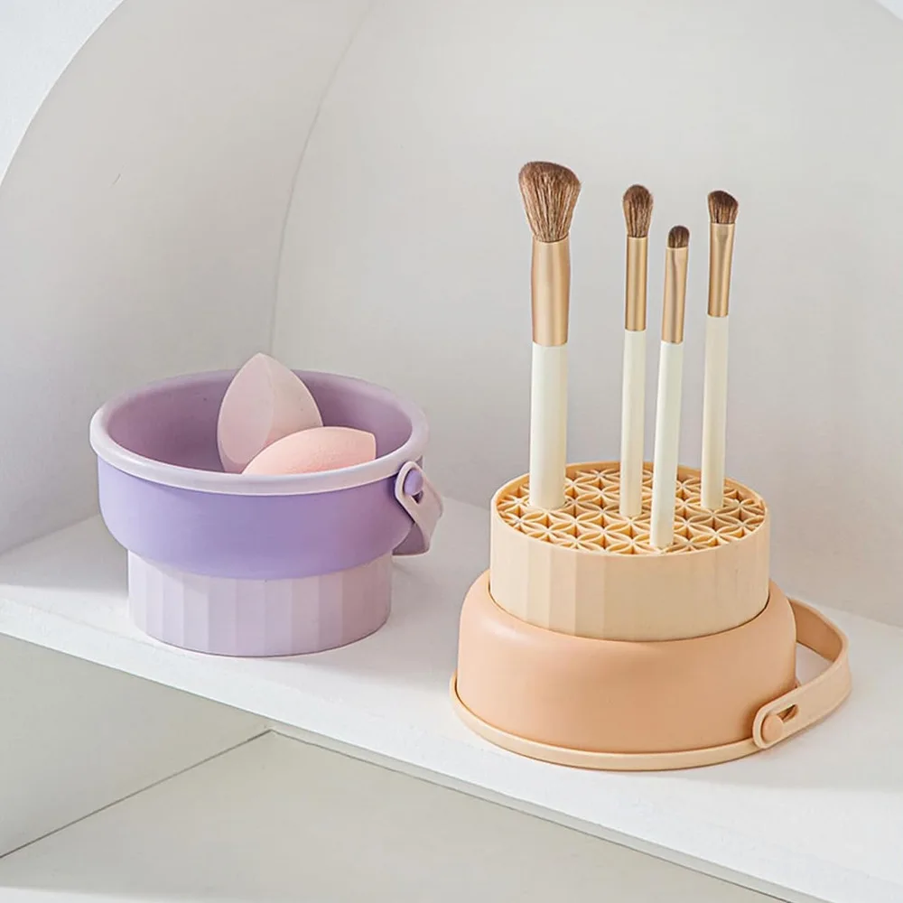 Makeup Brush Cleaning Bowl Beauty Egg Cleaning Tool Storage Set Brush Powder Puff Dry Cleaning Silicone Drying Shelf thumbnail 3
