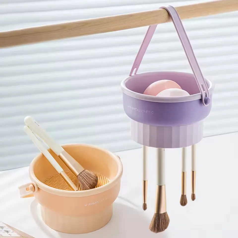 Makeup Brush Cleaning Bowl Beauty Egg Cleaning Tool Storage Set Brush Powder Puff Dry Cleaning Silicone Drying Shelf thumbnail 6