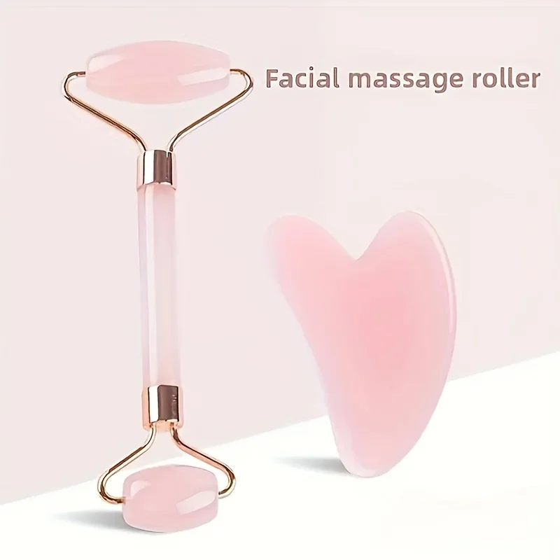 Facial Roller Set, Heart Face Massager, Body Gua Sha, 4 Seasons Double-Ended Beauty Stick Tools for Skincare thumbnail 2