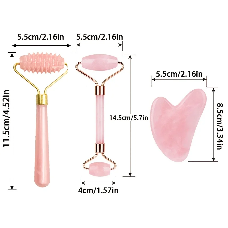Facial Roller Set, Heart Face Massager, Body Gua Sha, 4 Seasons Double-Ended Beauty Stick Tools for Skincare thumbnail 6
