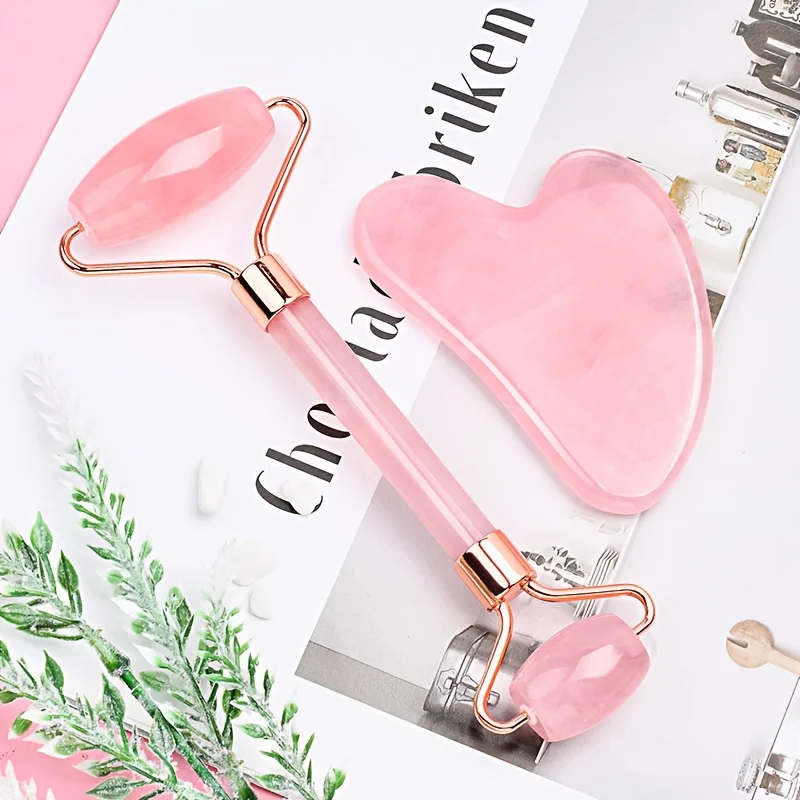 Facial Roller Set, Heart Face Massager, Body Gua Sha, 4 Seasons Double-Ended Beauty Stick Tools for Skincare thumbnail 3